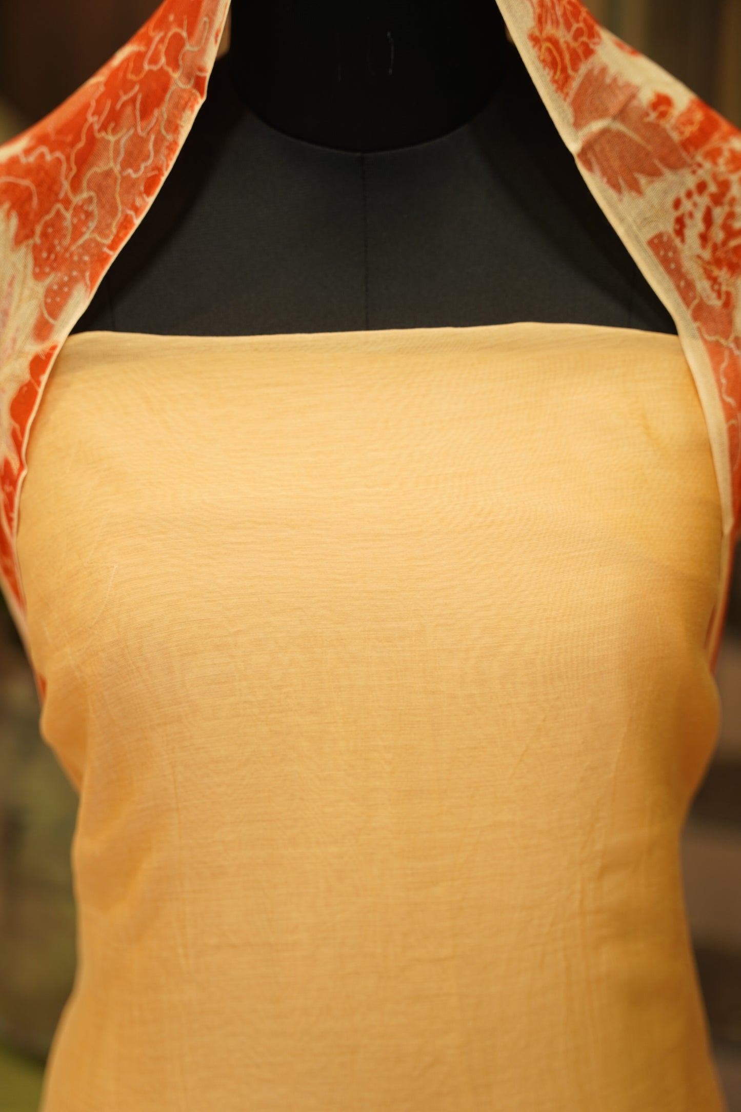 Peach Mul Chanderi Suit with Applique Work