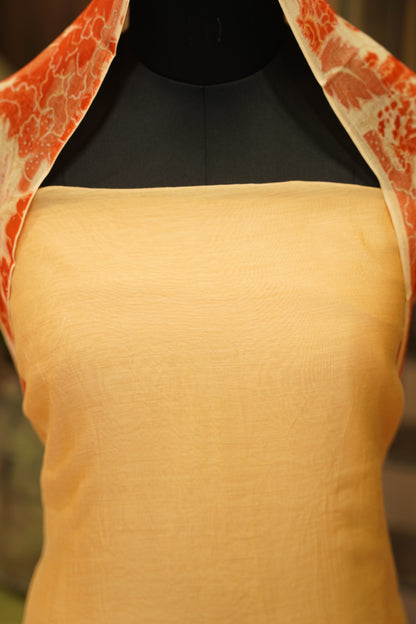 Peach Mul Chanderi Suit with Applique Work