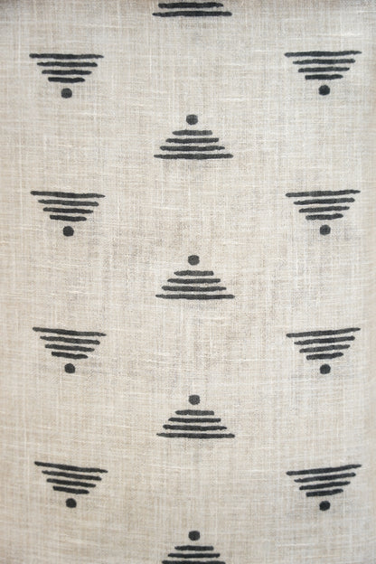 Off White Slub Linen Printed Suit