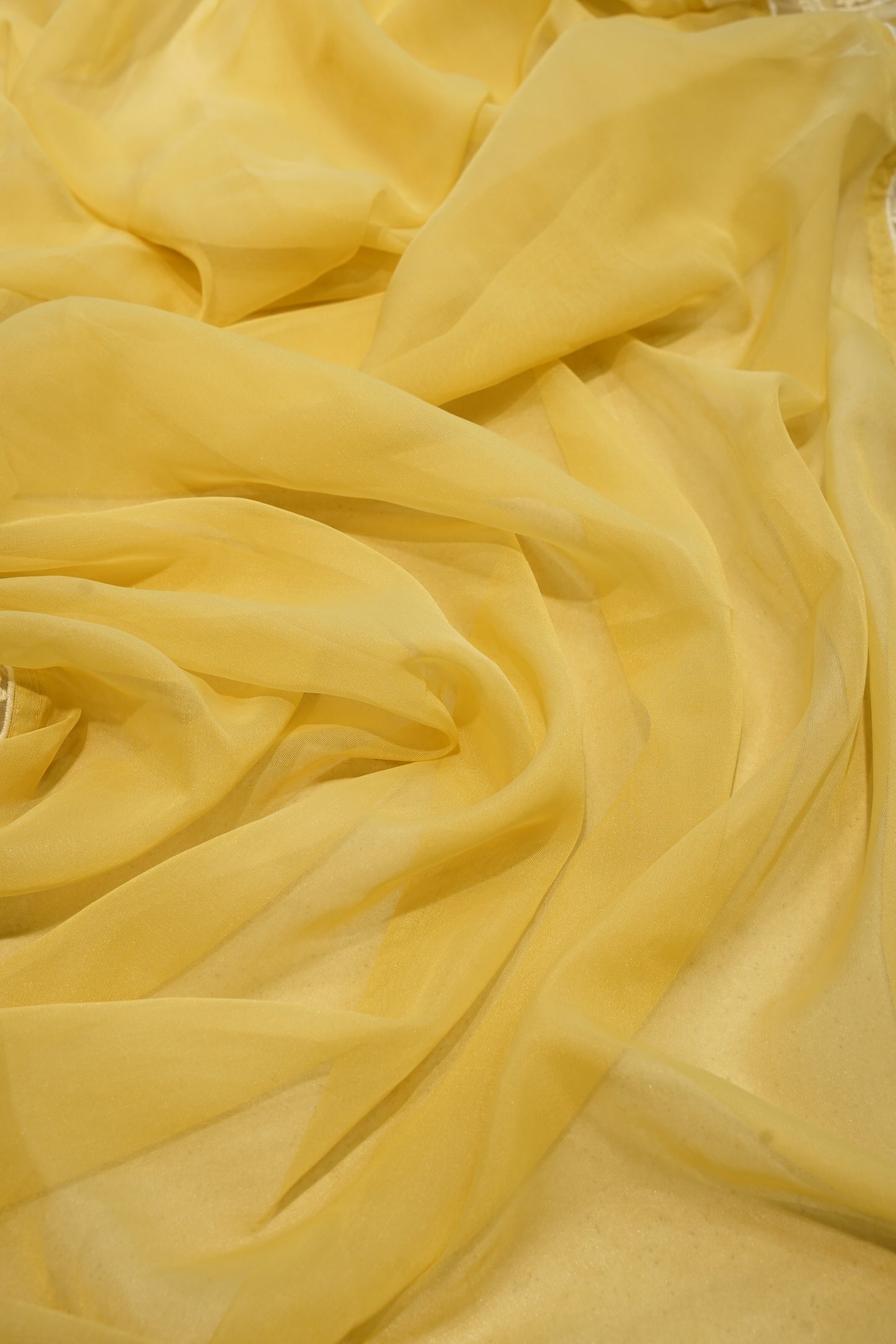 Yellow Printed Muslin Suit with Neck Embroidery