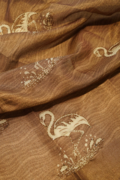 Printed Tissue Suit with Original Mirror Work