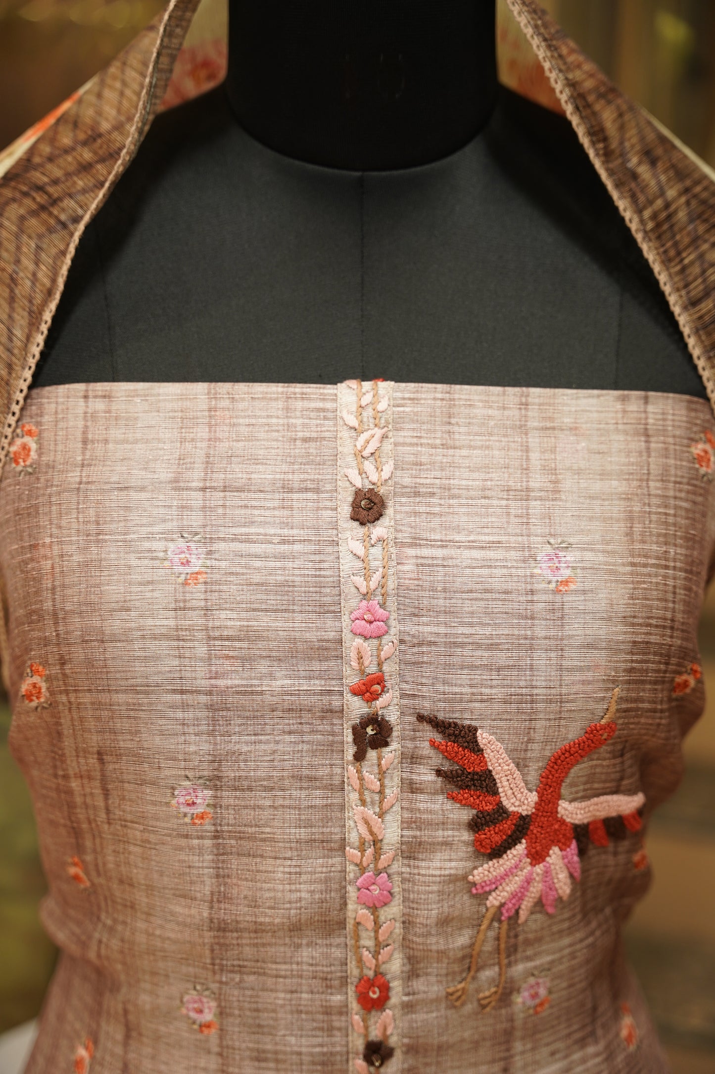 Hand Embroidered Art Tussar Suit