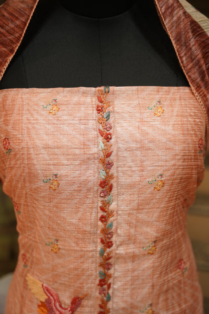 Hand Embroidered Art Tussar Suit