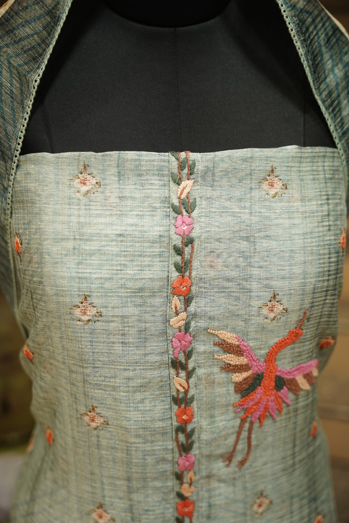 Hand Embroidered Art Tussar Suit