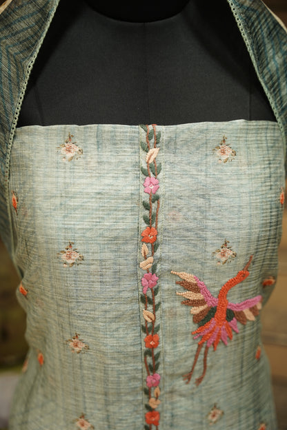 Hand Embroidered Art Tussar Suit