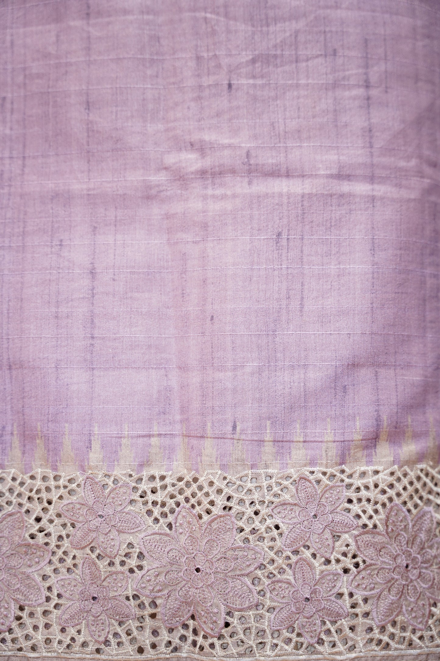 Lavender Art Tussar Suit with Cutwork