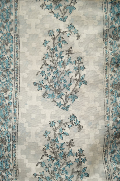 Off White Block Printed Self Chanderi Suit
