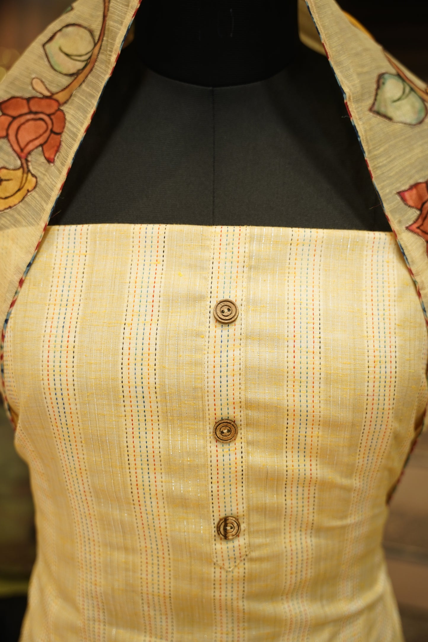 Self Cotton Linen Suit