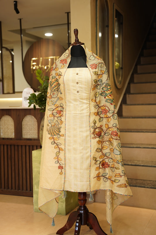 Self Cotton Linen Suit