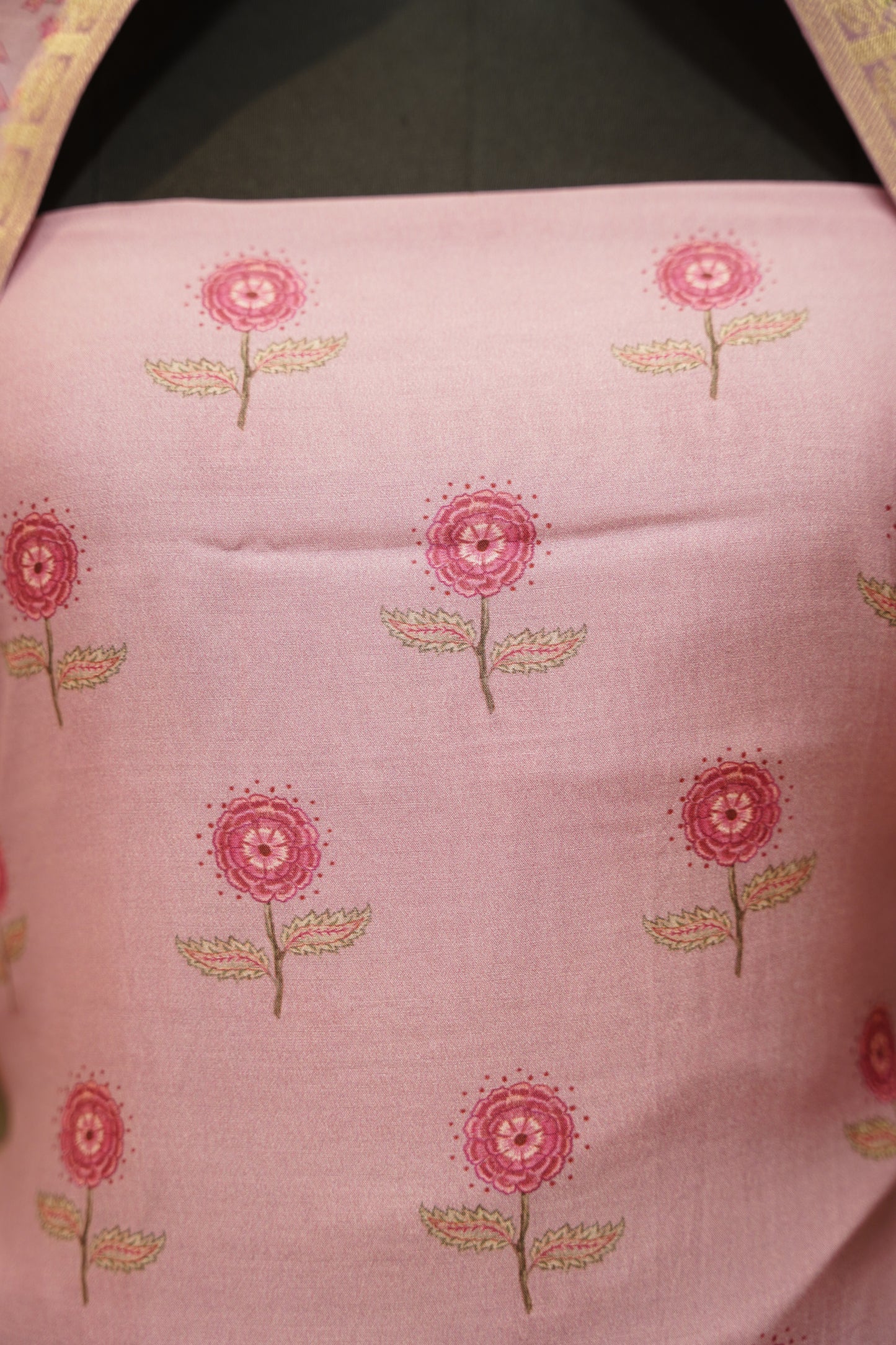 Pink Printed Pure Maheshwari Suit