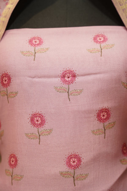 Pink Printed Pure Maheshwari Suit