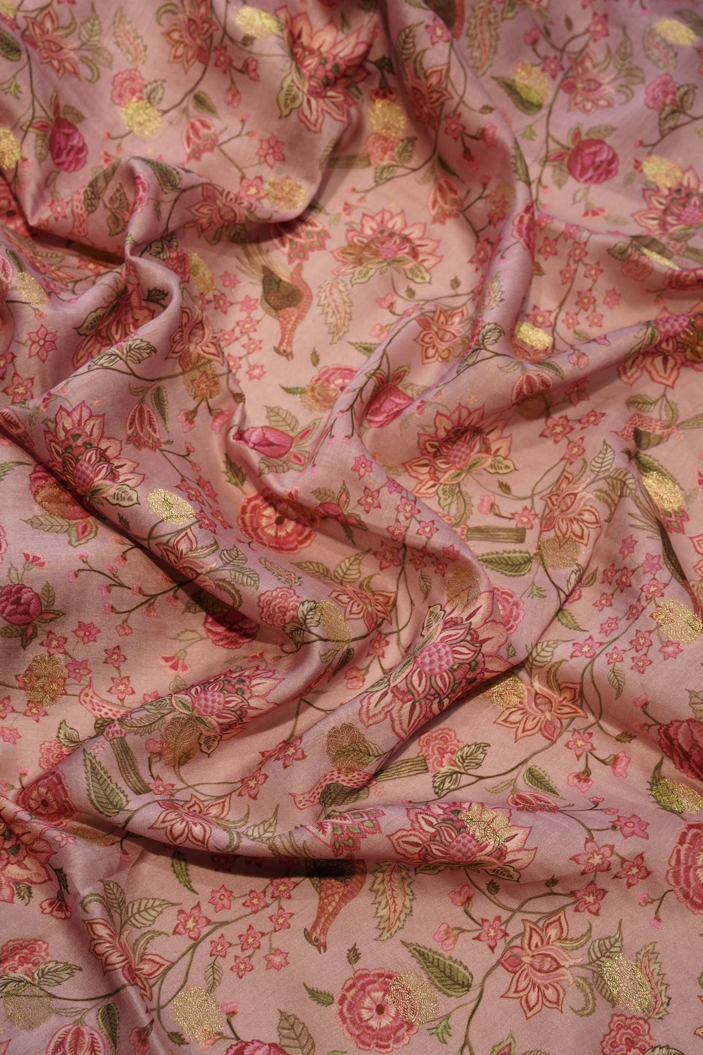 Pink Printed Pure Maheshwari Suit