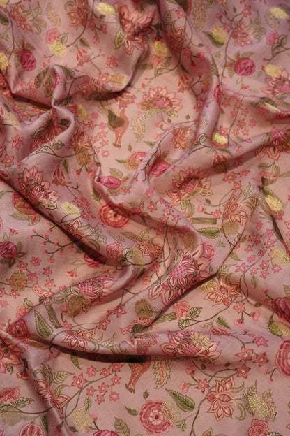 Pink Printed Pure Maheshwari Suit