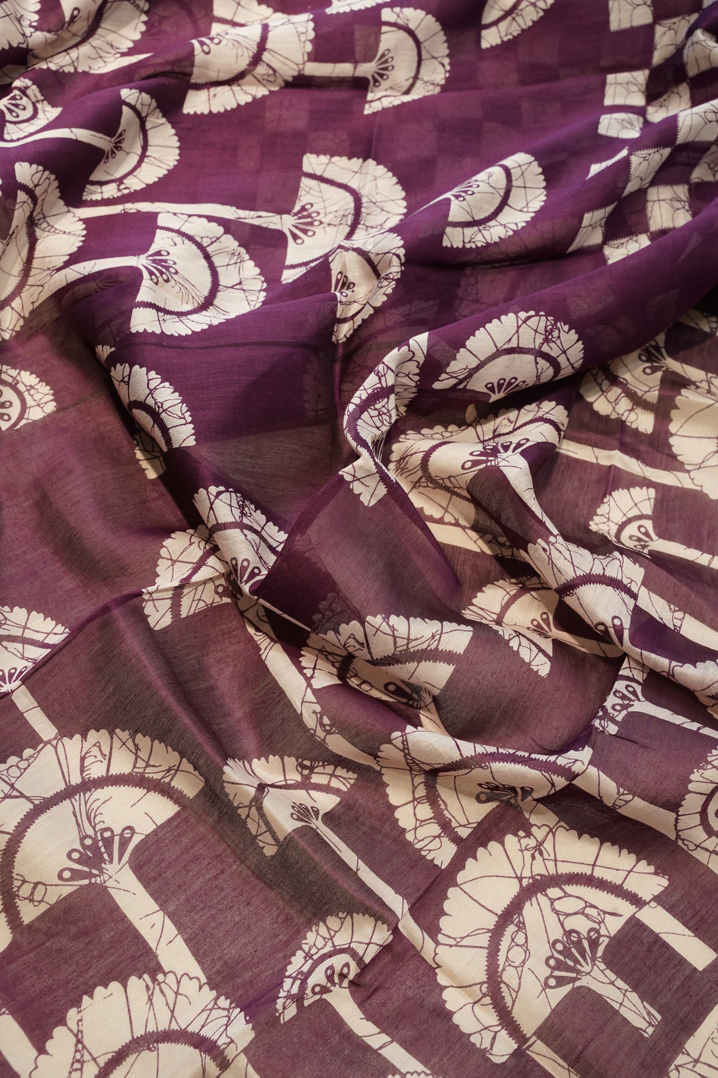 Purple Printed Pure Maheshwari Suit