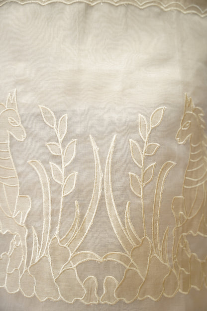Off White Tissue Suit with Applique Work