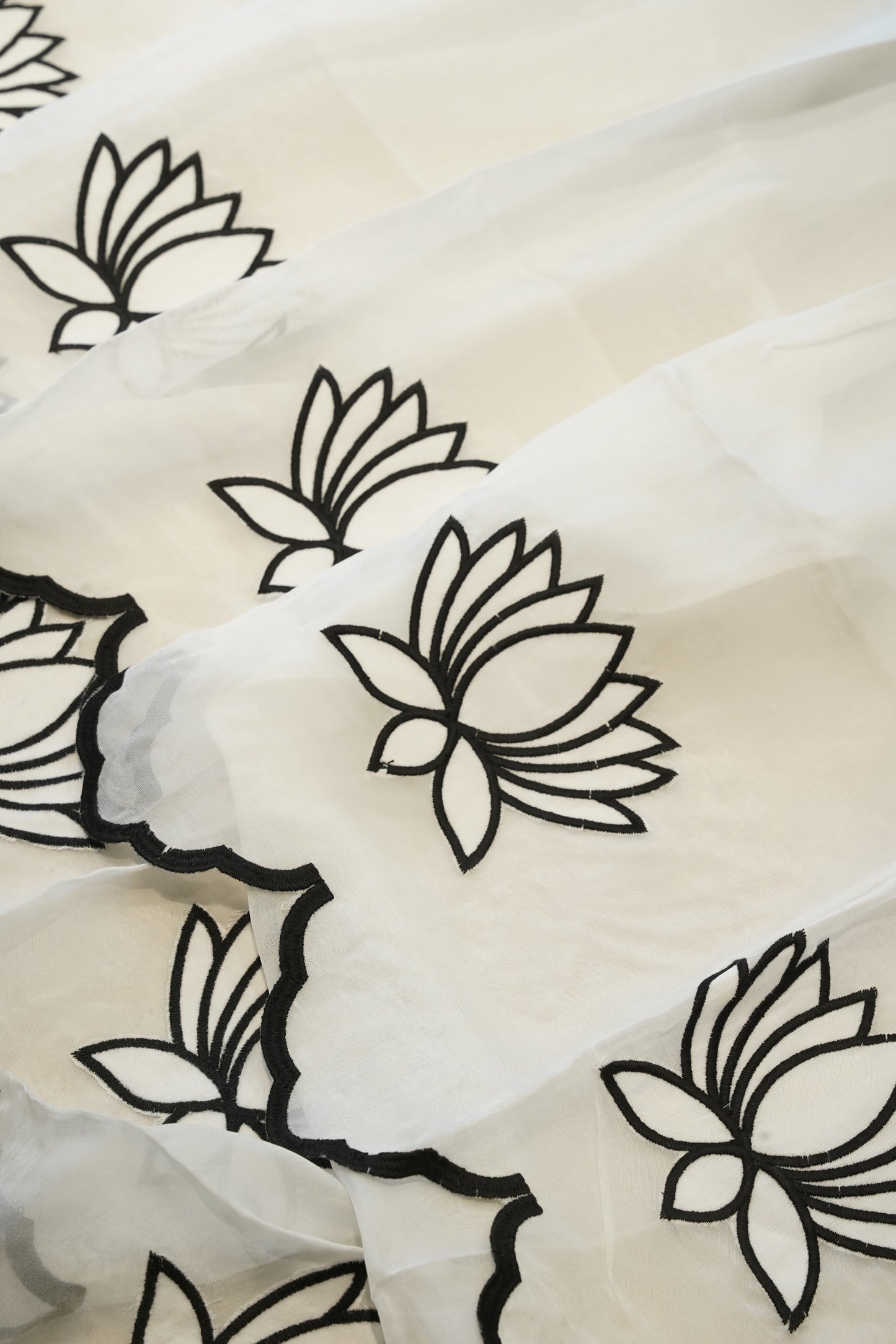 White Muslin Suit with Applique Work
