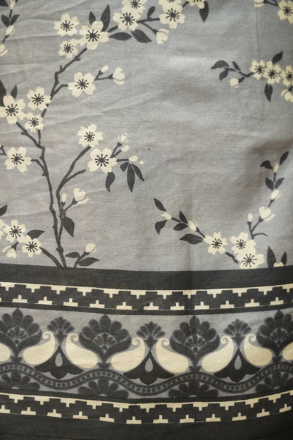 Grey Printed Pure Maheshwari Suit