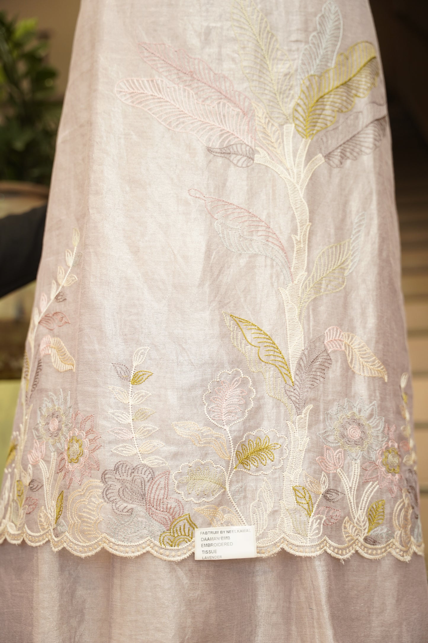 Lavender Pure Tissue Suit with Embroidery