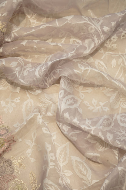 Lavender Pure Tissue Suit with Embroidery