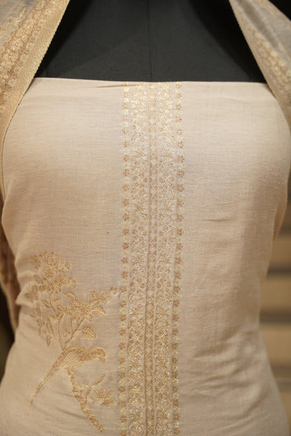 Ivory Handloom Suit with Zari Weaving