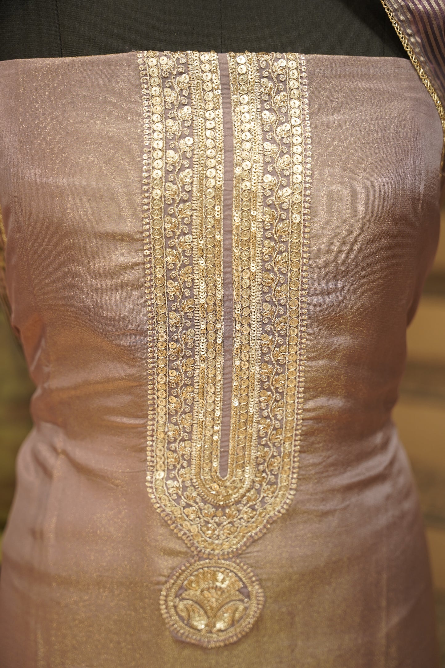 Lavender Tissue Suit with Zari Work