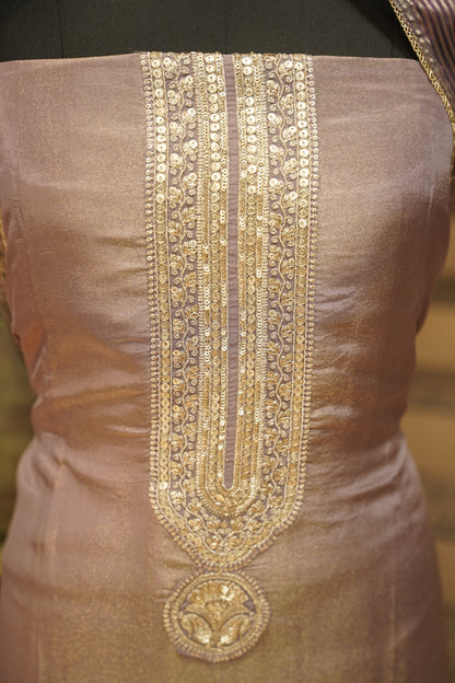 Lavender Tissue Suit with Zari Work