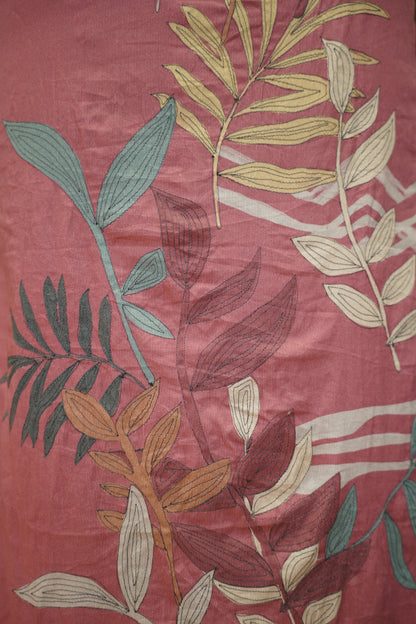 Pink Printed Giza Cotton Suit with Embroidery