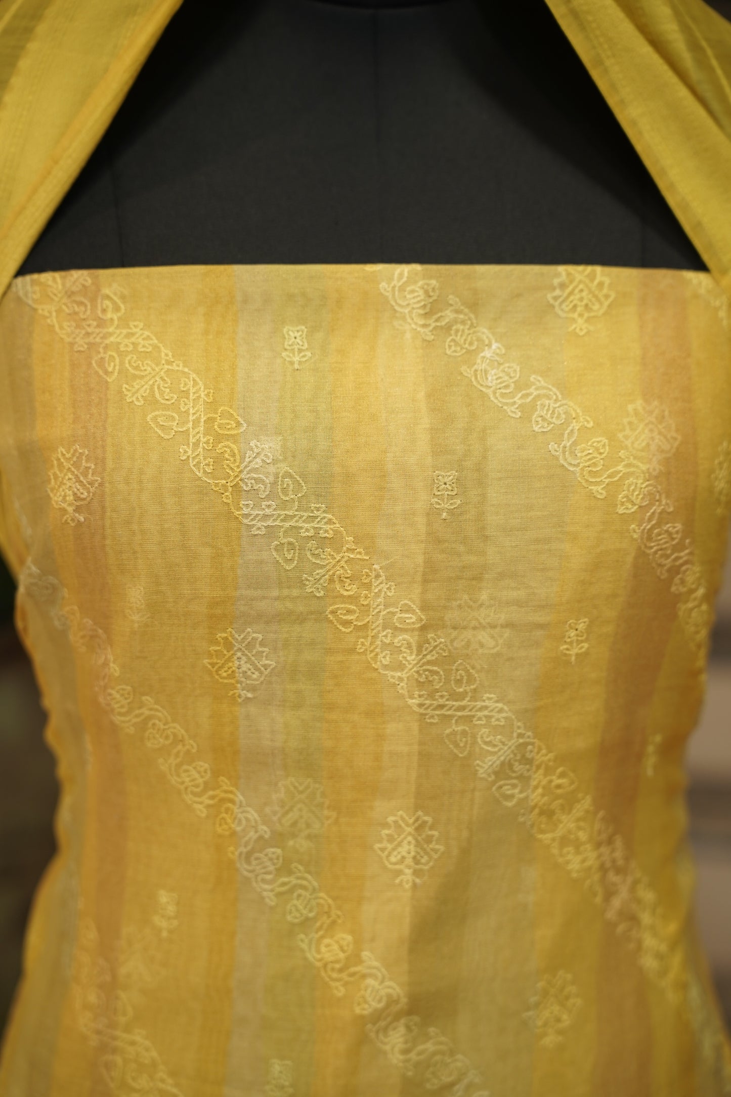 Yellow Maheshwari Silk Embroidered Suit