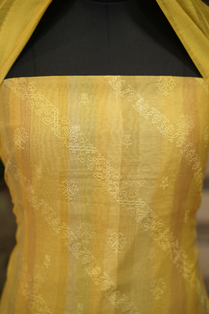 Yellow Maheshwari Silk Embroidered Suit