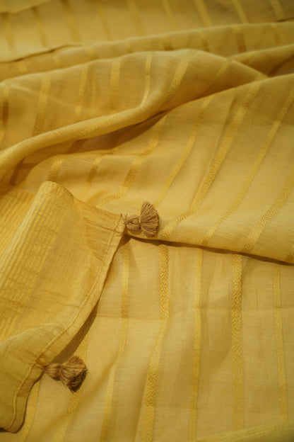 Yellow Maheshwari Silk Embroidered Suit