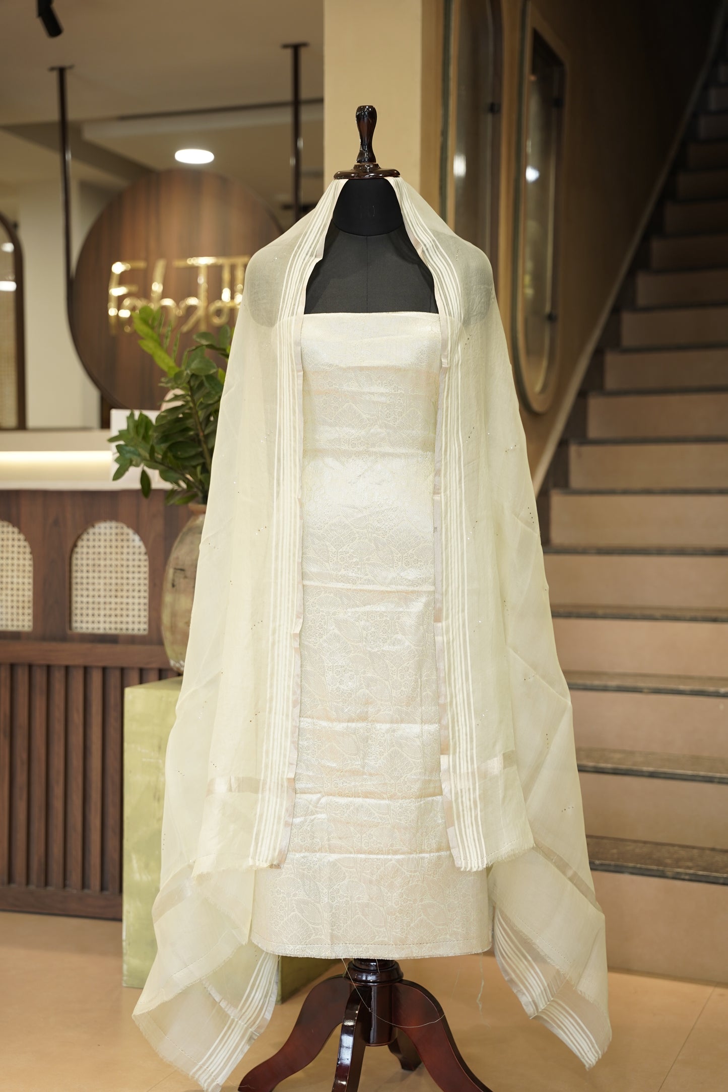 Sea Green Pure Silk Banarasi Suit