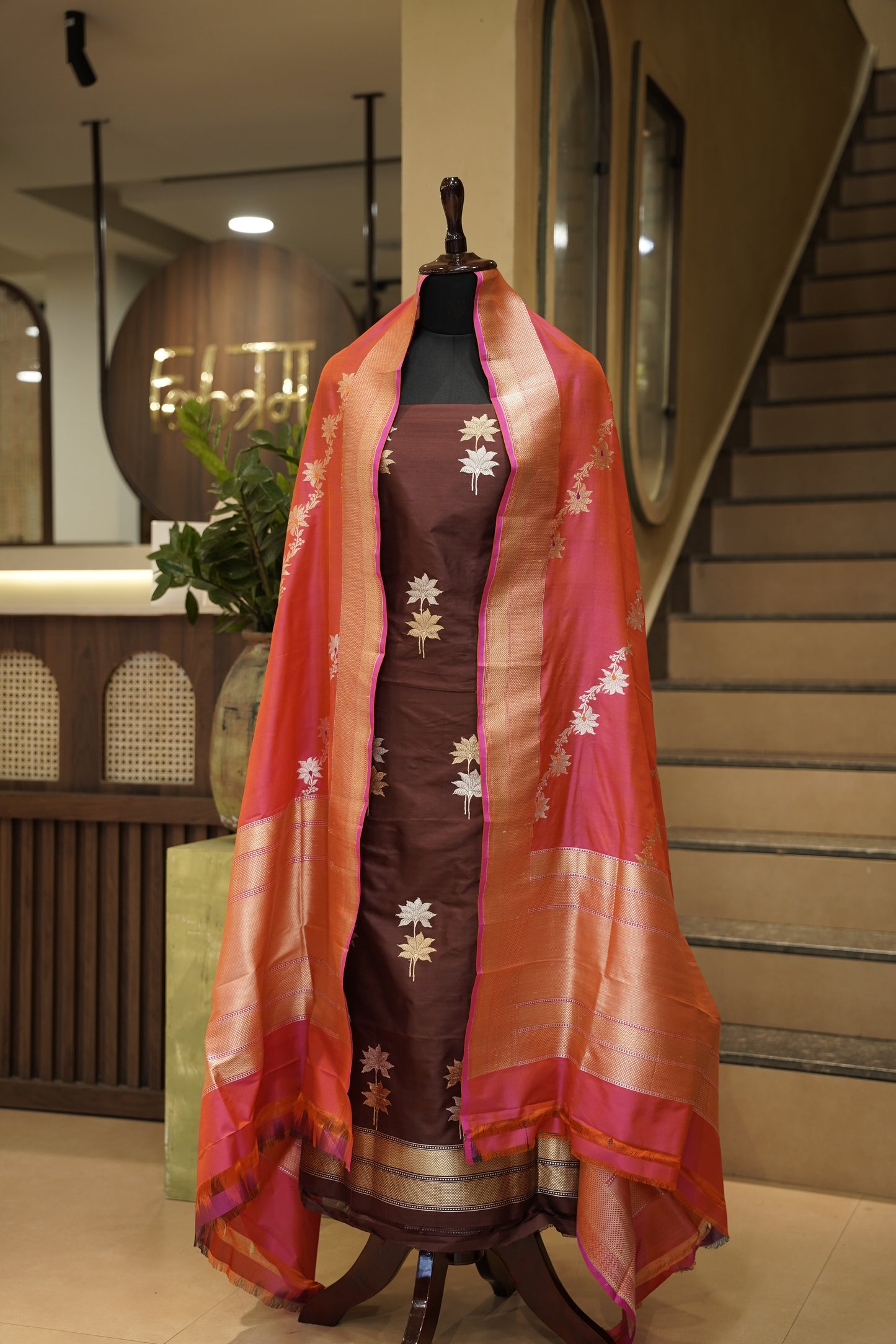 Mehroon Pure Kathan Silk Banarasi Suit