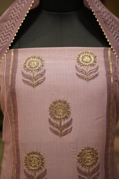 Pink Maheshwari Chanderi Suit with Handwork