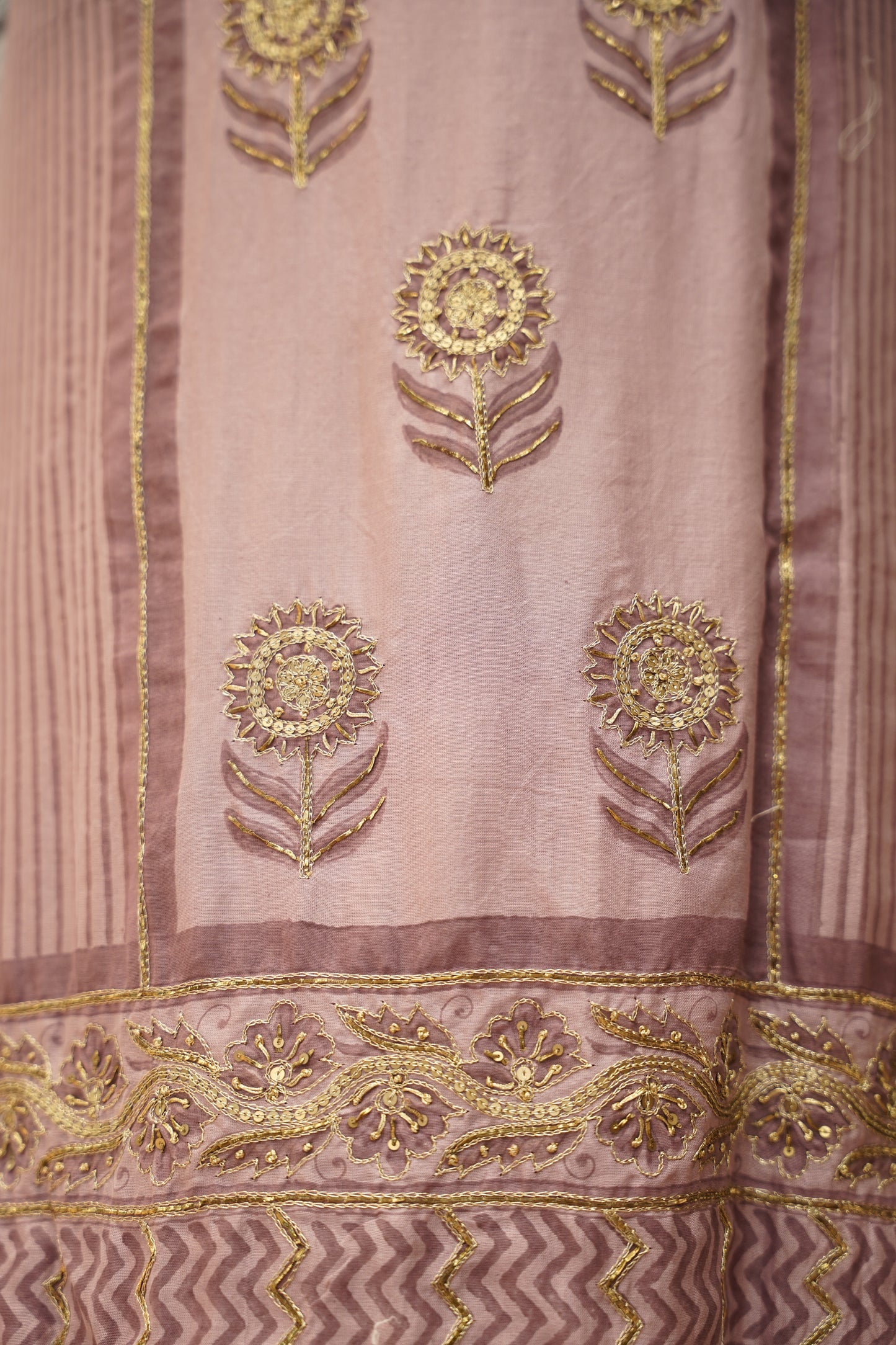 Pink Maheshwari Chanderi Suit with Handwork