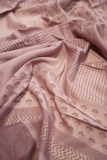 Pink Maheshwari Chanderi Suit with Handwork