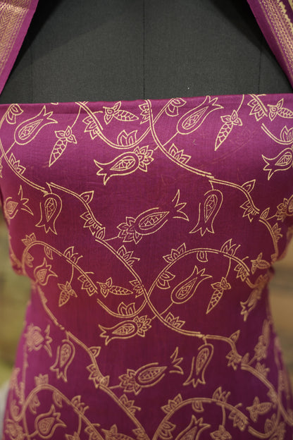 Wine Maheshwari Printed Suit