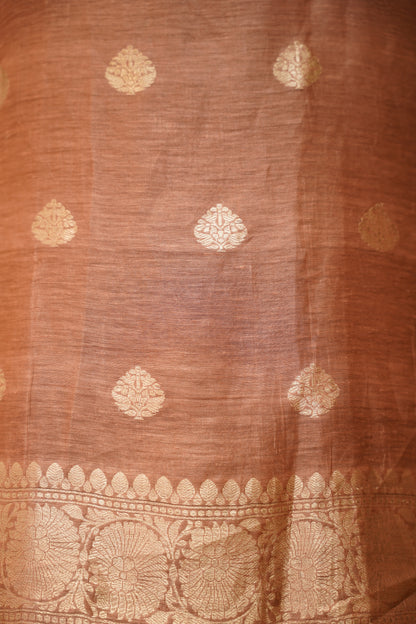 Rust Pure Linen Silk Banarasi Suit