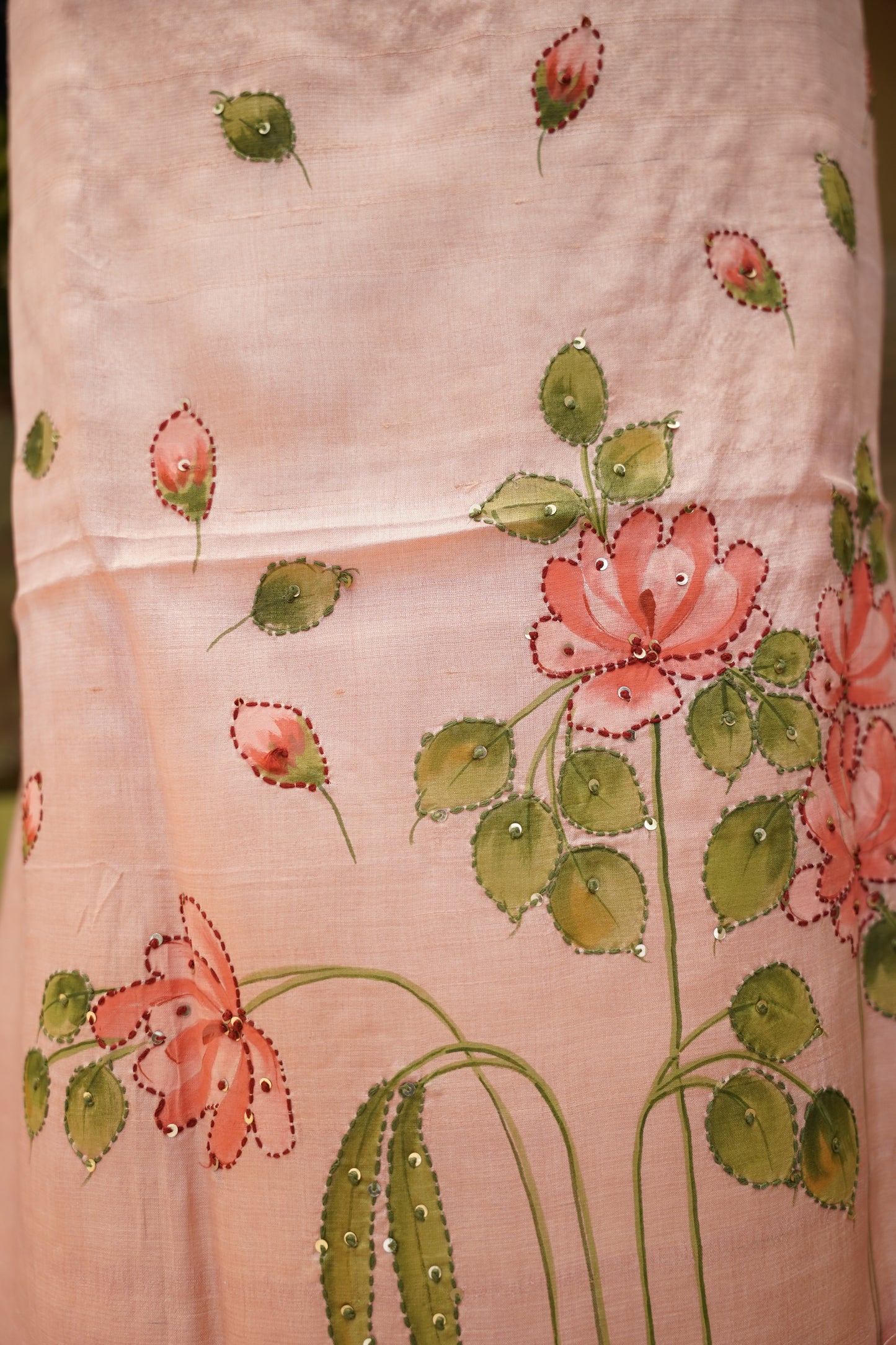 Pink Kosa Silk Hand Painted Suit