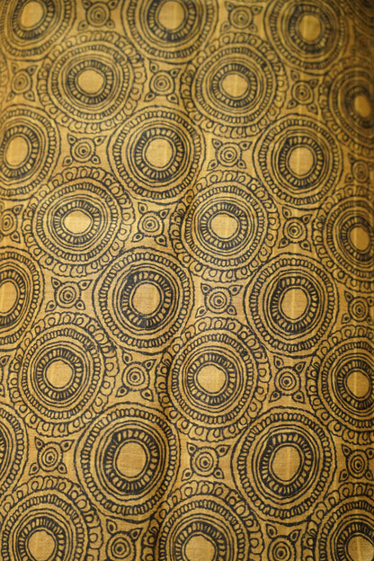 Mustard Pure Muga Silk Printed Suit