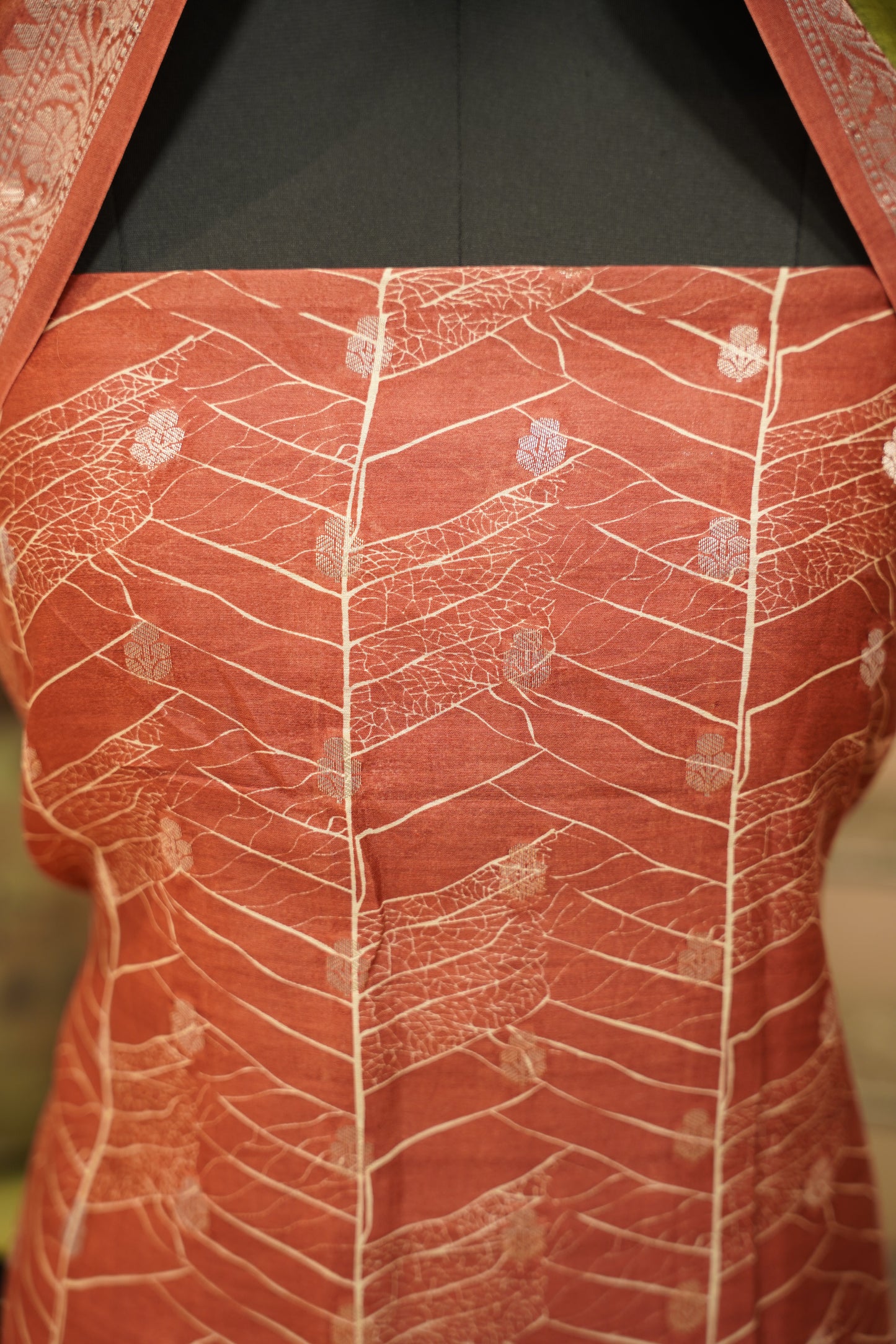 Red Printed Maheshwari Suit with Banarasi Booti