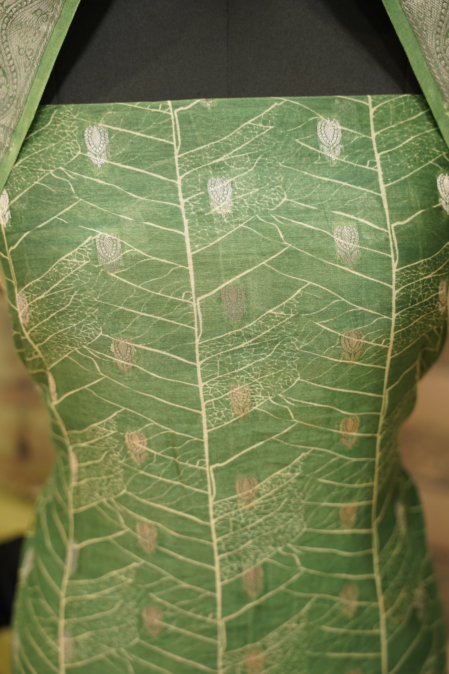 Green Printed Maheshwari Suit with Banarasi Booti