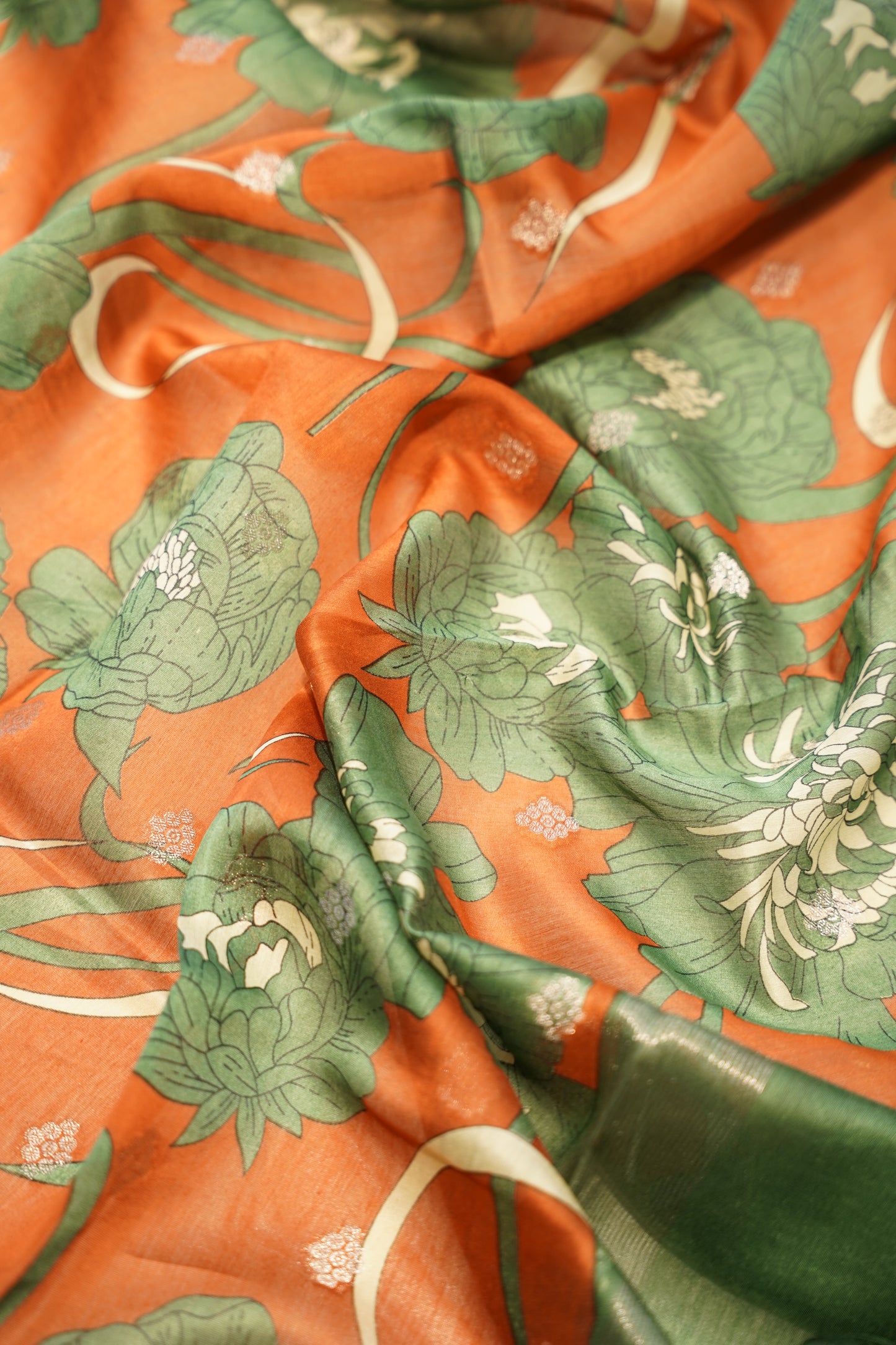 Green Printed Maheshwari Suit with Banarasi Booti