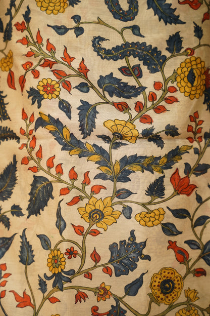 Cream Maheshwari Kalamkari Printed Suit