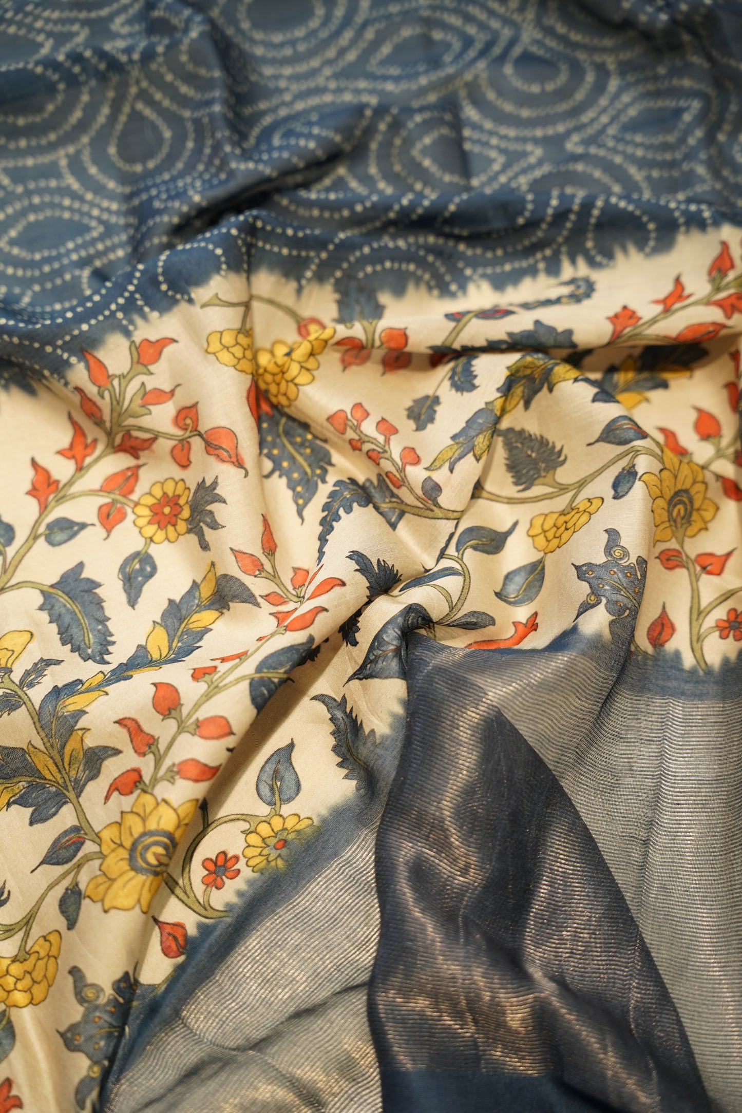Cream Maheshwari Kalamkari Printed Suit