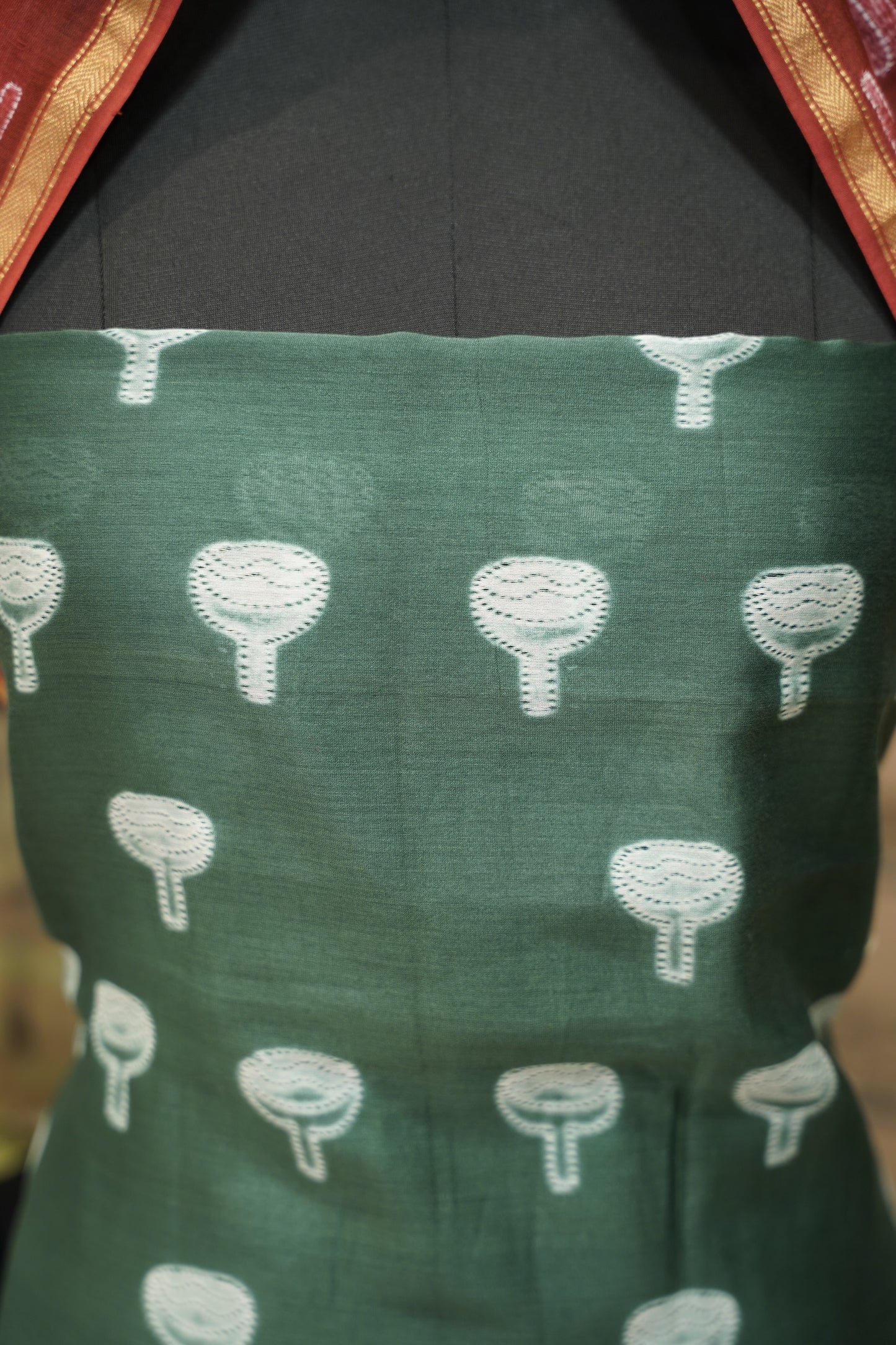 Green Shibori Maheshwari Printed Suit