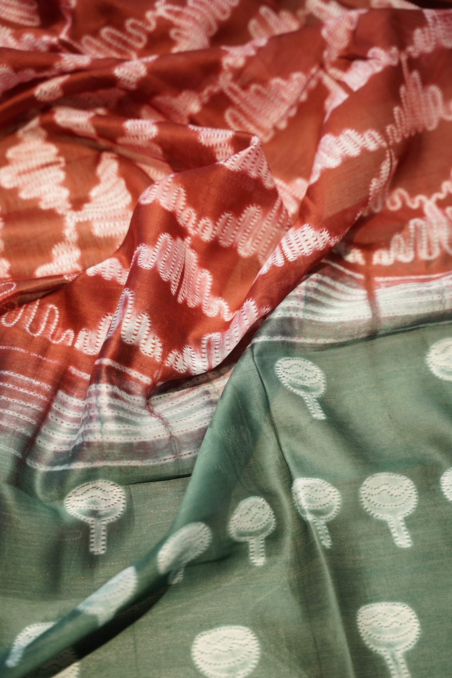 Green Shibori Maheshwari Printed Suit