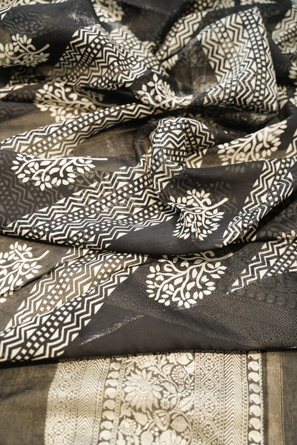 Black Maheshwari Printed Suit