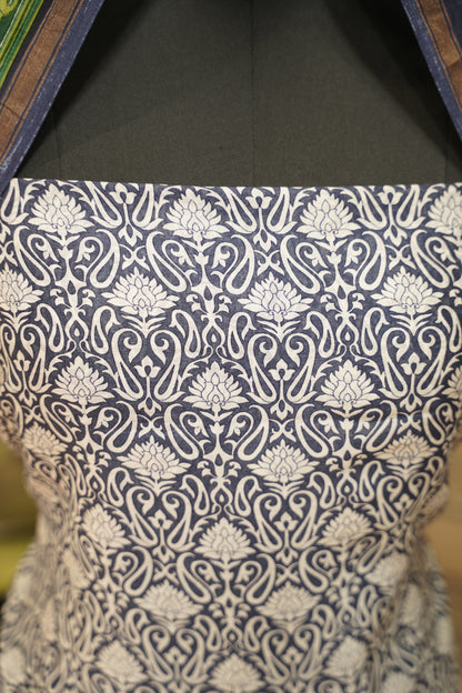 Blue Pure Maheshwari Printed Suit