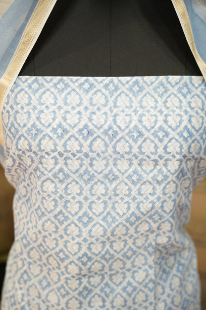 Off White Block Printed Maheshwari Suit