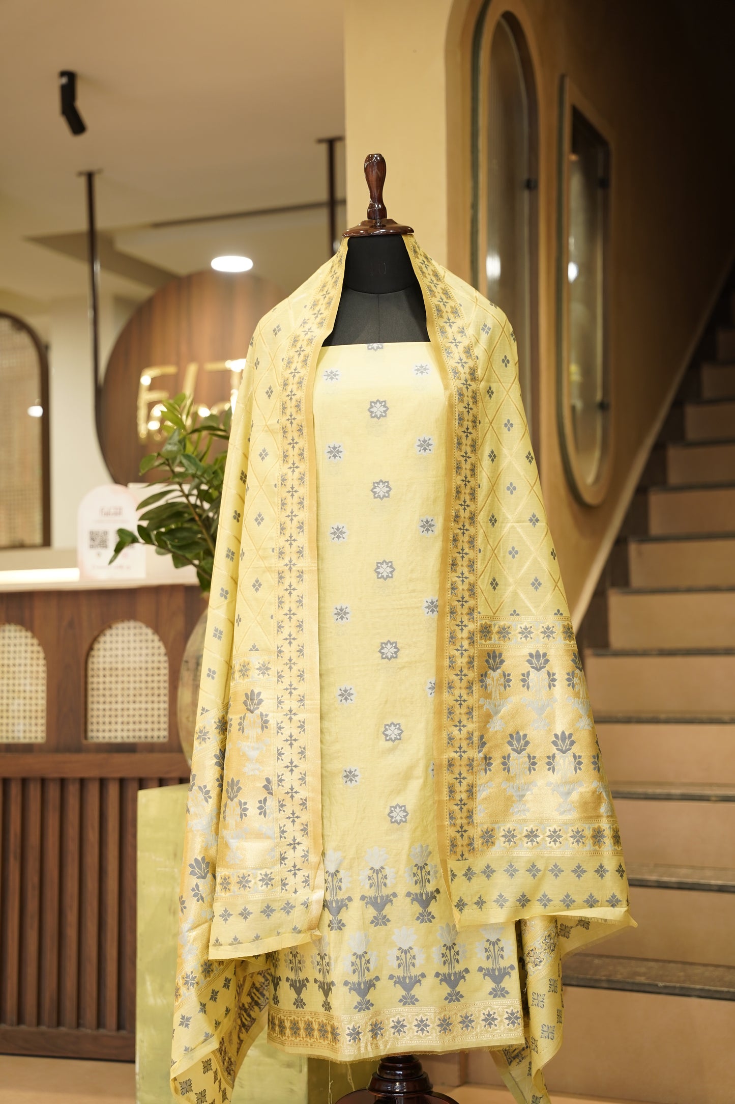 Mustard Pure Chanderi Jaquard Suit